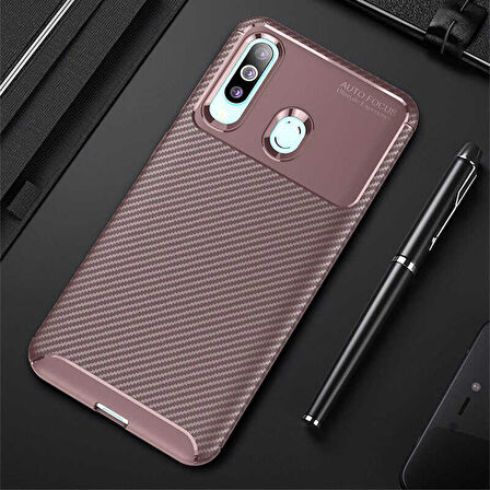 Samsung Galaxy A20S Uyumlu Kılıf Ultra Slim Fit Karbon Silikon