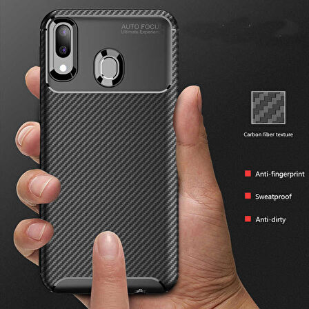Samsung Galaxy A30 Uyumlu Kılıf Ultra Slim Fit Karbon Silikon
