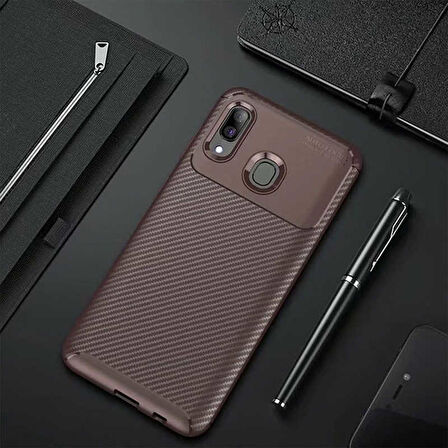 Samsung Galaxy A30 Uyumlu Kılıf Ultra Slim Fit Karbon Silikon