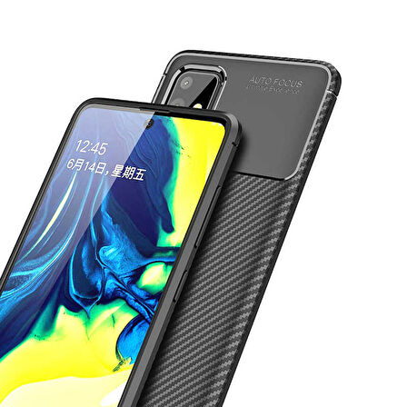 Samsung Galaxy A51 Uyumlu Kılıf Ultra Slim Fit Karbon Silikon