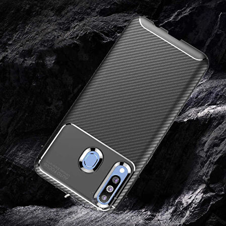 Samsung Galaxy M30 Uyumlu Kılıf Ultra Slim Fit Karbon Silikon