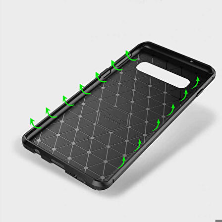 Samsung Galaxy S10 Plus Uyumlu Kılıf Ultra Slim Fit Karbon Silikon