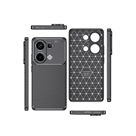 Xiaomi Redmi Note 13 4G Uyumlu Kılıf Ultra Slim Fit Karbon Silikon