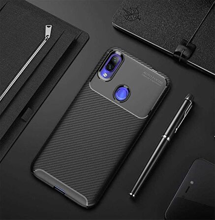 Xiaomi Redmi Note 7 Uyumlu Kılıf Ultra Slim Fit Karbon Silikon