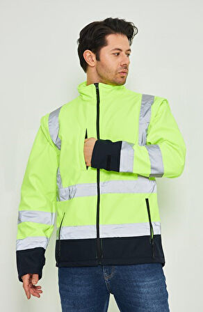 Orange Safety Sarı Softshell Mont Kolları Çıkmalı Reflektörlü