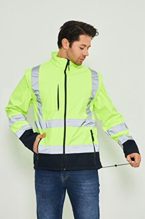 Orange Safety Sarı Softshell Mont Kolları Çıkmalı Reflektörlü
