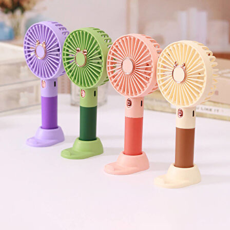 Mini Vantilatör, 20cm, Sessiz, 3 Hız Ayarı, Telefon Tutucu Özellikli Portatif Soğutucu Fan KREM