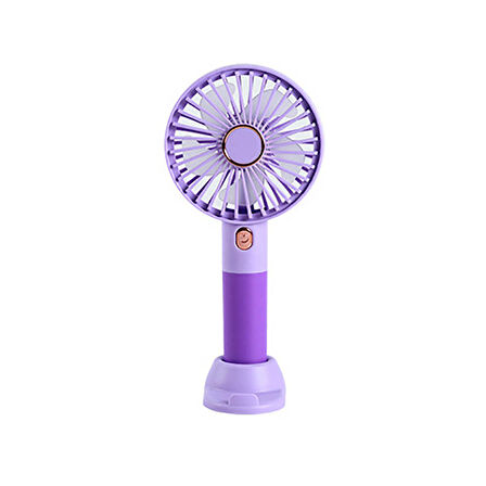 Mini Vantilatör, 20cm, Sessiz, 3 Hız Ayarı, Telefon Tutucu Özellikli Portatif Soğutucu Fan LİLA