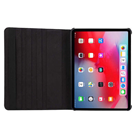 Apple iPad Pro 12.9 2021 (5.Nesil) Uyumlu Kılıf Mikrofiber Astarlı Suni Deri 360 Derece Dönebilen Standlı Tablet Kılıfı