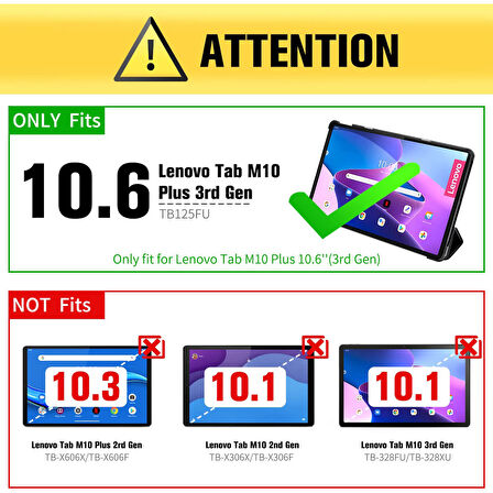 Lenovo Tab M10 Plus TB-125F-TB-128F 3.Nesil Uyumlu Kılıf Mikrofiber Astarlı Suni Deri 360 Derece Dönebilen Standlı Tablet Kılıfı