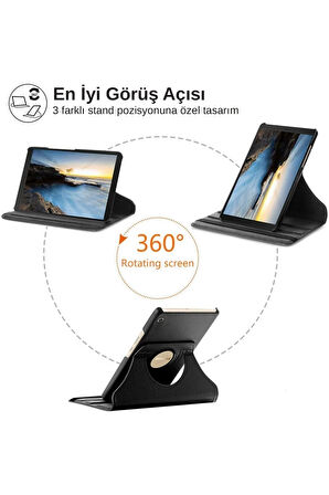 Samsung Galaxy Tab A7 10.4" T500 (2020) Uyumlu Kılıf Mikrofiber Astarlı Suni Deri 360 Derece Dönebilen Standlı Tablet Kılıfı