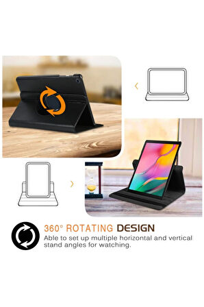 Samsung Galaxy T720 Tab S5E Uyumlu Kılıf Mikrofiber Astarlı Suni Deri 360 Derece Dönebilen Standlı Tablet Kılıfı