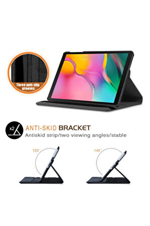 Samsung Galaxy T720 Tab S5E Uyumlu Kılıf Mikrofiber Astarlı Suni Deri 360 Derece Dönebilen Standlı Tablet Kılıfı