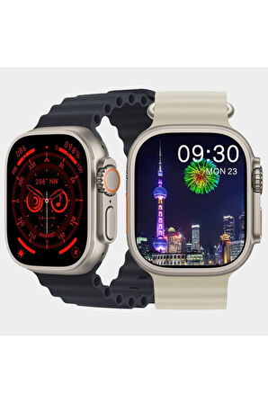 HK8 Ultra Pro Max 49MM Çift Kordonlu Akıllı Saat Arama Konuşma Bildirim Alma 