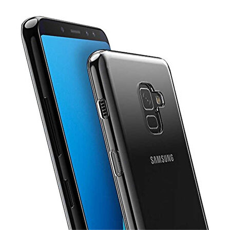 Samsung Galaxy A8 2018 Uyumlu Kılıf Esnek Ultra Koruyucu Şeffaf Silikon Flexible transparent Case Silicone Case