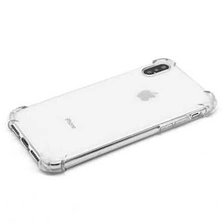 Apple iPhone X Uyumlu Kılıf Şeffaf Köşelerde Darbelere Karşı Ultra Kalınlaştırılmış Darbe Korumalı Strong Cover