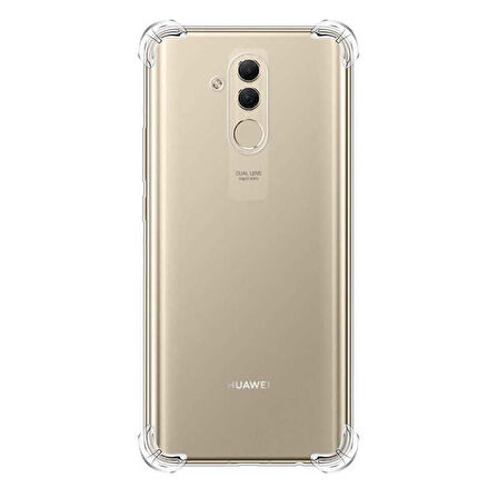 Huawei Mate 20 Lite Uyumlu Kılıf Şeffaf Köşelerde Darbelere Karşı Ultra Kalınlaştırılmış Darbe Korumalı Strong Cover