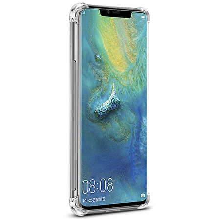 Huawei Mate 20 Pro Uyumlu Kılıf Şeffaf Köşelerde Darbelere Karşı Ultra Kalınlaştırılmış Darbe Korumalı Strong Cover