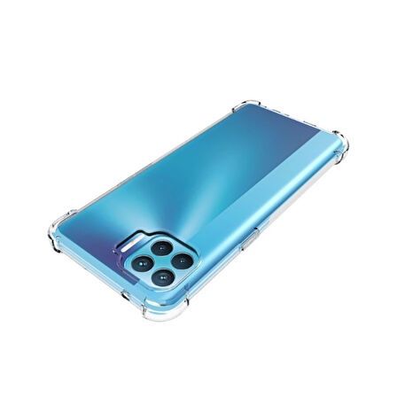 Oppo Reno 4 Lite Uyumlu Kılıf Şeffaf Köşelerde Darbelere Karşı Ultra Kalınlaştırılmış Darbe Korumalı Strong Cover