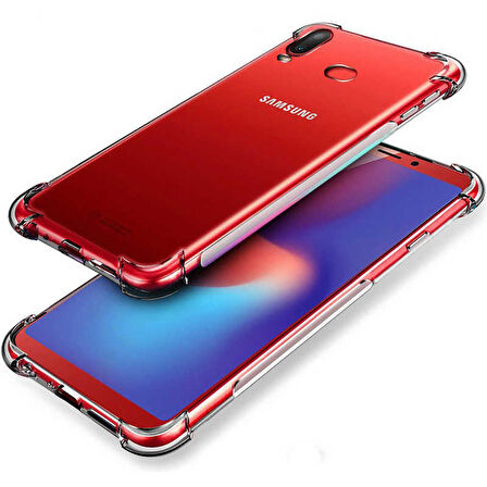Samsung Galaxy A10S Uyumlu Kılıf Şeffaf Köşelerde Darbelere Karşı Ultra Kalınlaştırılmış Darbe Korumalı Strong Cover