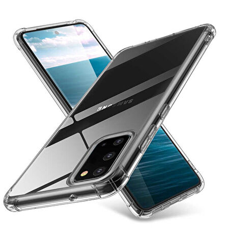 Samsung Galaxy A31 Uyumlu Kılıf Şeffaf Köşelerde Darbelere Karşı Ultra Kalınlaştırılmış Darbe Korumalı Strong Cover