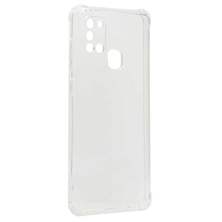 Samsung Galaxy A21S Uyumlu Kılıf Kılıf Şeffaf Köşelerde Darbelere Karşı Ultra Kalınlaştırılmış Darbe Korumalı Strong Cover