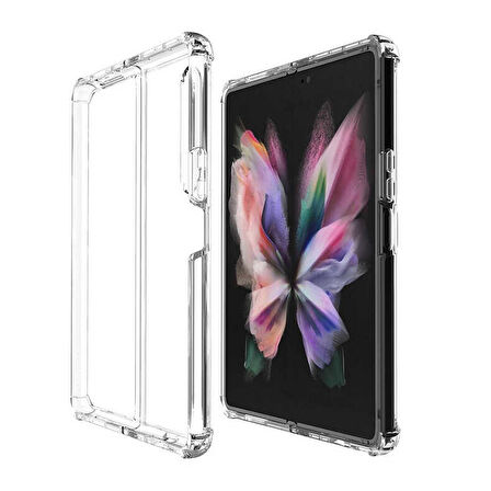 Samsung Galaxy Z Fold 3 Uyumlu Kılıf Şeffaf Köşelerde Darbelere Karşı Ultra Kalınlaştırılmış Darbe Korumalı Strong Cover