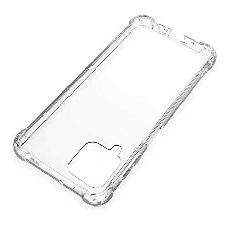 Samsung Galaxy M32 Uyumlu Kılıf Şeffaf Köşelerde Darbelere Karşı Ultra Kalınlaştırılmış Darbe Korumalı Strong Cover