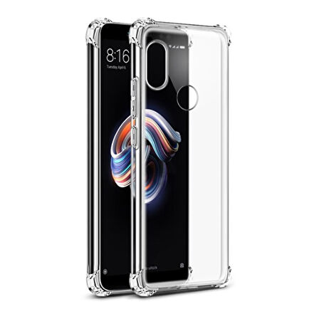 Xiaomi Redmi Note 6 Pro Uyumlu Kılıf Şeffaf Köşelerde Darbelere Karşı Ultra Kalınlaştırılmış Darbe Korumalı Strong Cover