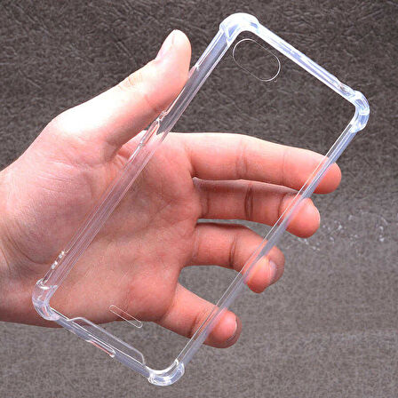 Xiaomi Redmi 6A Uyumlu Kılıf Şeffaf Köşelerde Darbelere Karşı Ultra Kalınlaştırılmış Darbe Korumalı Strong Cover