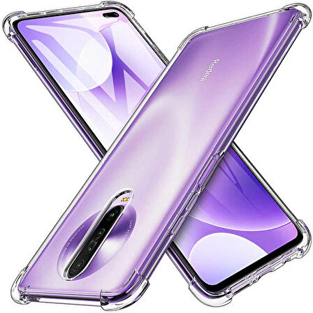 Xiaomi Poco X2 Uyumlu Kılıf Şeffaf Köşelerde Darbelere Karşı Ultra Kalınlaştırılmış Darbe Korumalı Strong Cover