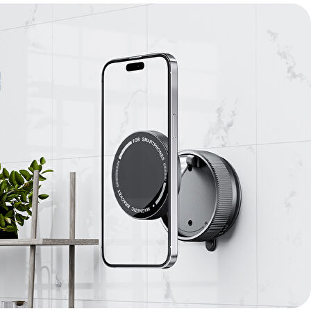 Araba Araç İçi & Ev İçi Tüm Yüzeylerde Güçlü Sabitleme Manyetik ve Vakum Tabanlı 360° Telefon Tutucu