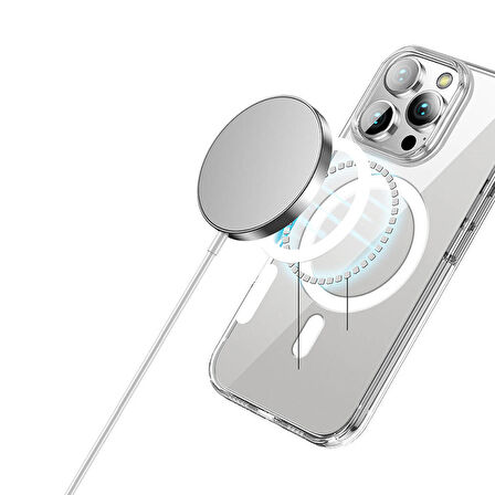 Apple iPhone 16 Pro Max Uyumlu Kılıf MagSafe Şarj Uyumlu Şık ve İnce, Darbeye Dayanıklı Şeffaf Kapak