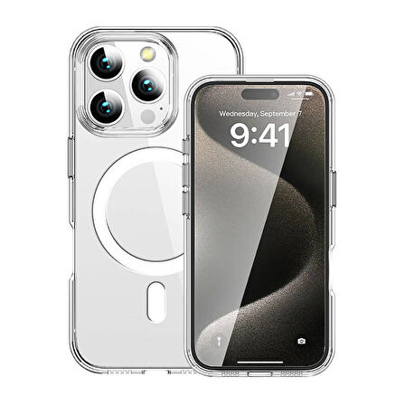 Apple iPhone 16 Pro Uyumlu Kılıf MagSafe Şarj Uyumlu Şık ve İnce, Darbeye Dayanıklı Şeffaf Kapak