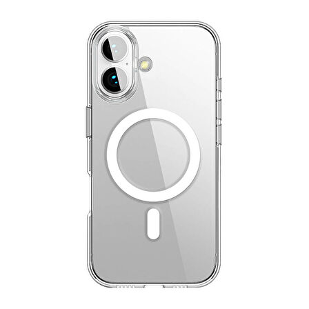 Apple iPhone 16 Plus Uyumlu Kılıf MagSafe Şarj Uyumlu Şık ve İnce, Darbeye Dayanıklı Şeffaf Kapak