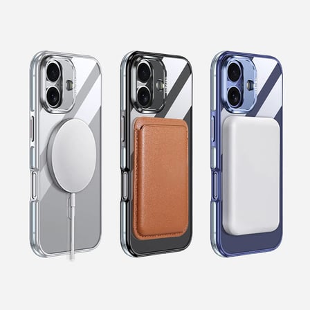 Apple iPhone 16 Uyumlu Kılıf Açılabilir Stand Özellikli, Magsafe Şarj Destekli, Şeffaf Kapak