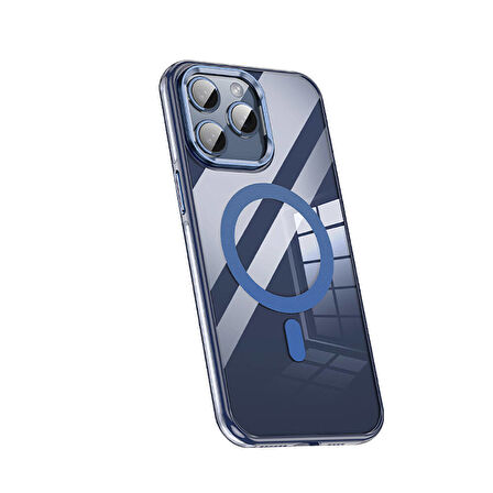 Apple iPhone 15 Pro Uyumlu Kılıf Açılabilir Stand Özellikli, Magsafe Şarj Destekli, Şeffaf Kapak