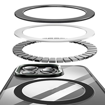 Apple iPhone 14 Pro Uyumlu Kılıf Açılabilir Stand Özellikli, Magsafe Şarj Destekli, Şeffaf Kapak