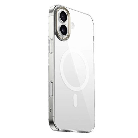 Apple iPhone 16 Plus Uyumlu Kılıf Estetik ve Dayanıklı, Magsafe Destekli Şeffaf Cam Kapak