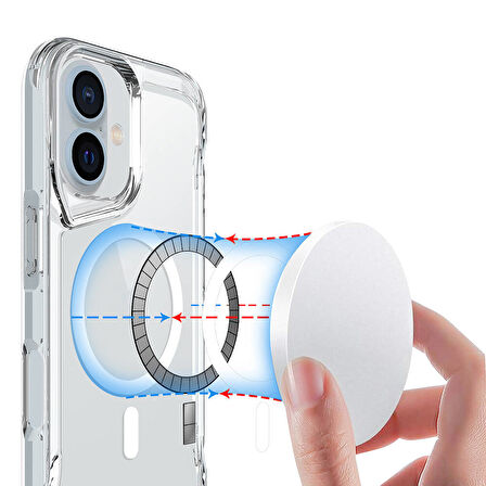 Apple iPhone 16 Uyumlu Kılıf Magsafe Şarj Destekli, Darbelere Dayanıklı Airbag Tasarım Kapak