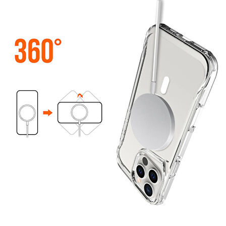 Apple iPhone 15 Pro Max Uyumlu Kılıf Magsafe Şarj Destekli, Darbelere Dayanıklı Airbag Tasarım Kapak