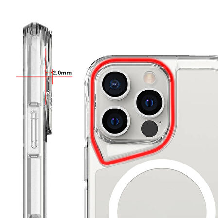 Apple iPhone 14 Pro Uyumlu Kılıf Magsafe Şarj Destekli, Darbelere Dayanıklı Airbag Tasarım Kapak