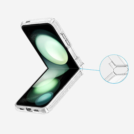 Samsung Galaxy Z Flip 6 Uyumlu Kılıf Şık ve Işıltılı Magsafe Şarj Destekli Şeffaf ve Mat Kapak