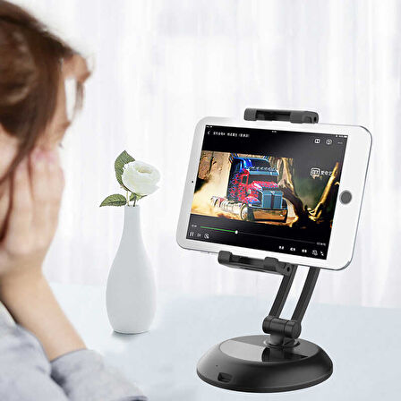 Masaüstü Telefon & Tablet Tutucu Standı 5-12.9 İnç Uyumlu, ABS+PC Malzeme, Katlanır ve Taşınabilir