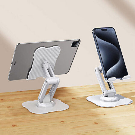 Masaüstü Telefon & Tablet Tutucu Standı Karbon Çelik Gövde 40 kg Taşıma Kapasitesi 360° Dönen Başlık