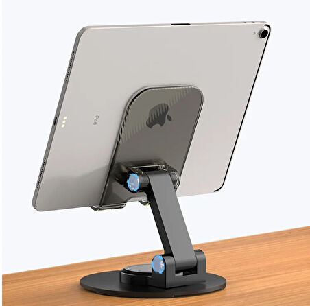 Telefon & Tablet Tutucu Taşınabilir Katlanır Stand 360° Dönen, Karbon Çelik Tasarım Çizilmez Silikon