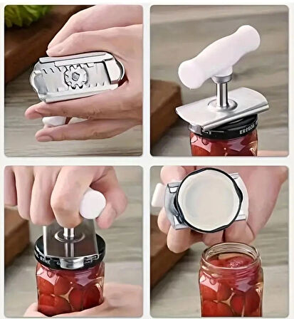 Paslanmaz Çelik Kavanoz ve Şişe Açacağı | Ayarlanabilir, Kaymaz, Ergonomik Tutma Saplı