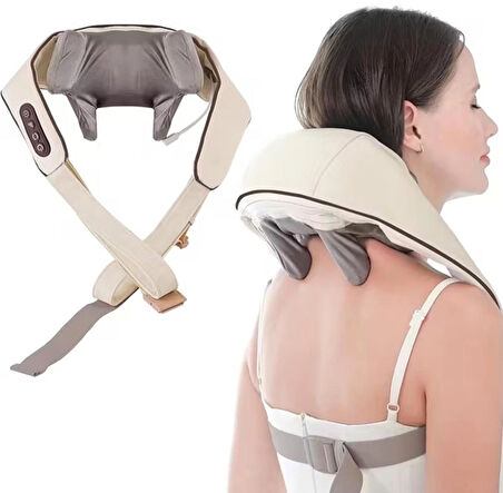  Elektrikli Boyun ve Sırt Masaj Aleti | Kablosuz Yoğurma Masaj Yastığı – Isıtmalı, Şarjlı, Omuz, Bel, Sırt ve Bacak Masajı İçin