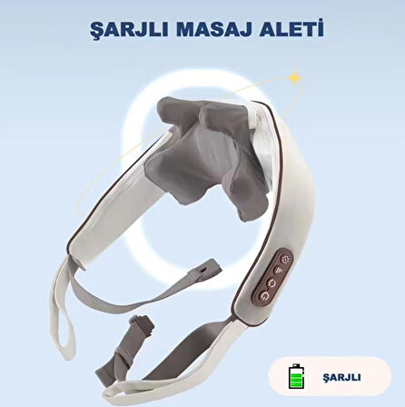  Elektrikli Boyun ve Sırt Masaj Aleti | Kablosuz Yoğurma Masaj Yastığı – Isıtmalı, Şarjlı, Omuz, Bel, Sırt ve Bacak Masajı İçin