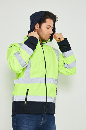 Orange Safety Sarı Softshell Mont Kolları Çıkmalı Reflektörlü